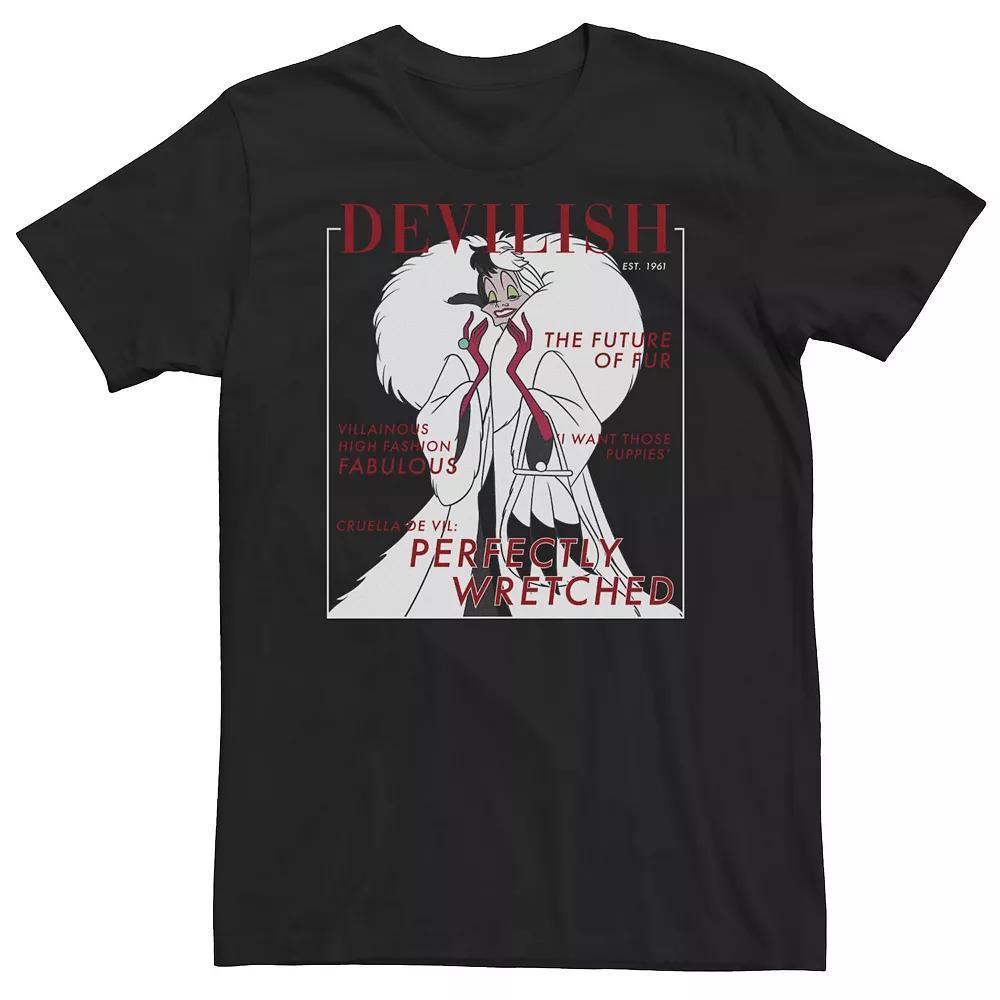 Big & Tall Disney Villains Halloween Cruella Magazine Cover Tee, Men's, Size: 4XL, Black Product Image