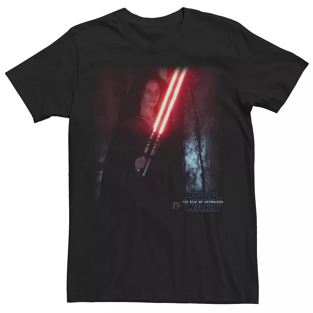 Men's Star Wars Rise Of Skywalker Rey Dual Light Saber Portrait Tee, Size: Medium, Black Product Image