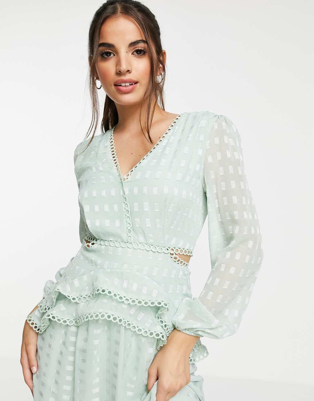 Lipsy plunge maxi dress in soft mint Product Image