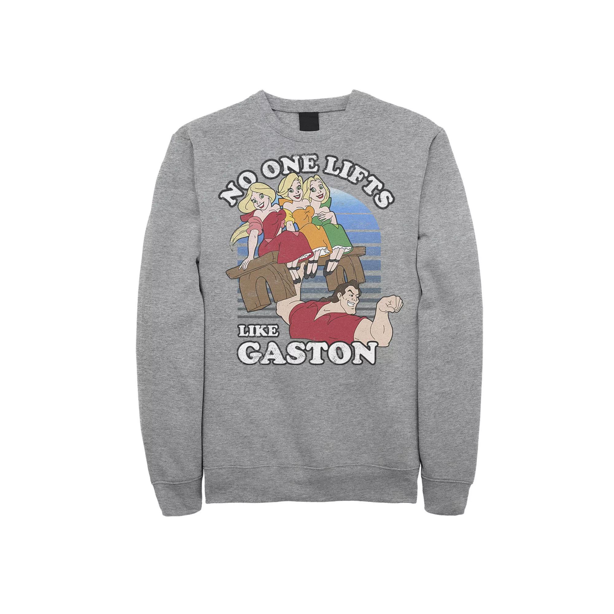 Disney's Beauty And The Beast Men's Lifts Like Gaston Fleece Graphic Pullover, Size: Large, Athletic Grey Product Image