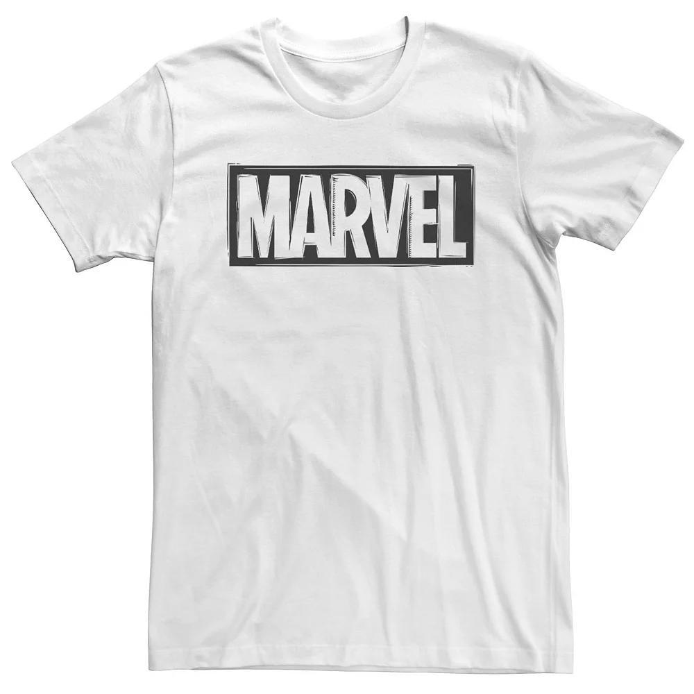 Big & Tall Marvel Woodcut Logo Tee, Men's, Size: 5XL, White Product Image