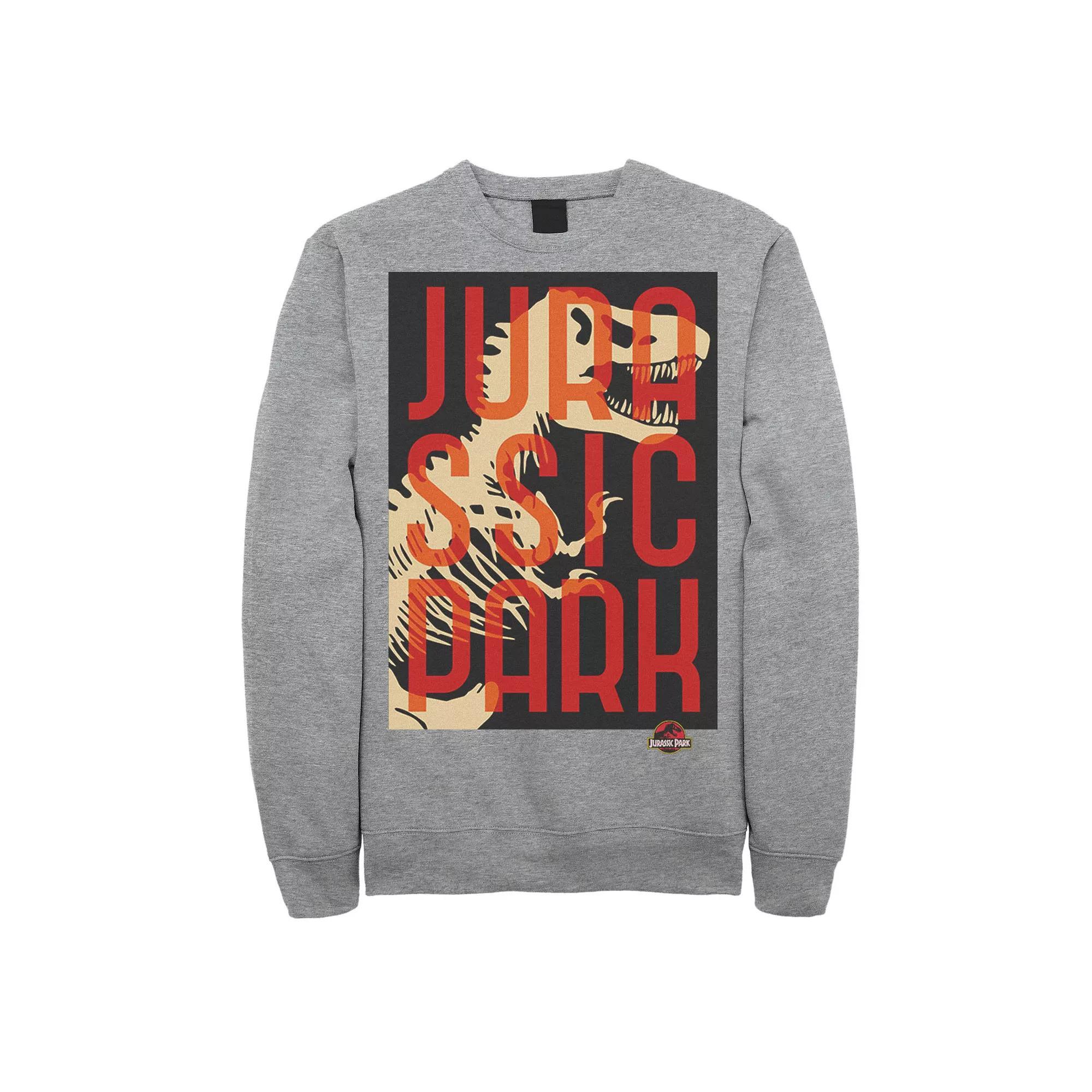 Men's Jurassic Park Split Typography T-Rex Bones Sweatshirt, Size: 3XL, Athletic Grey Product Image