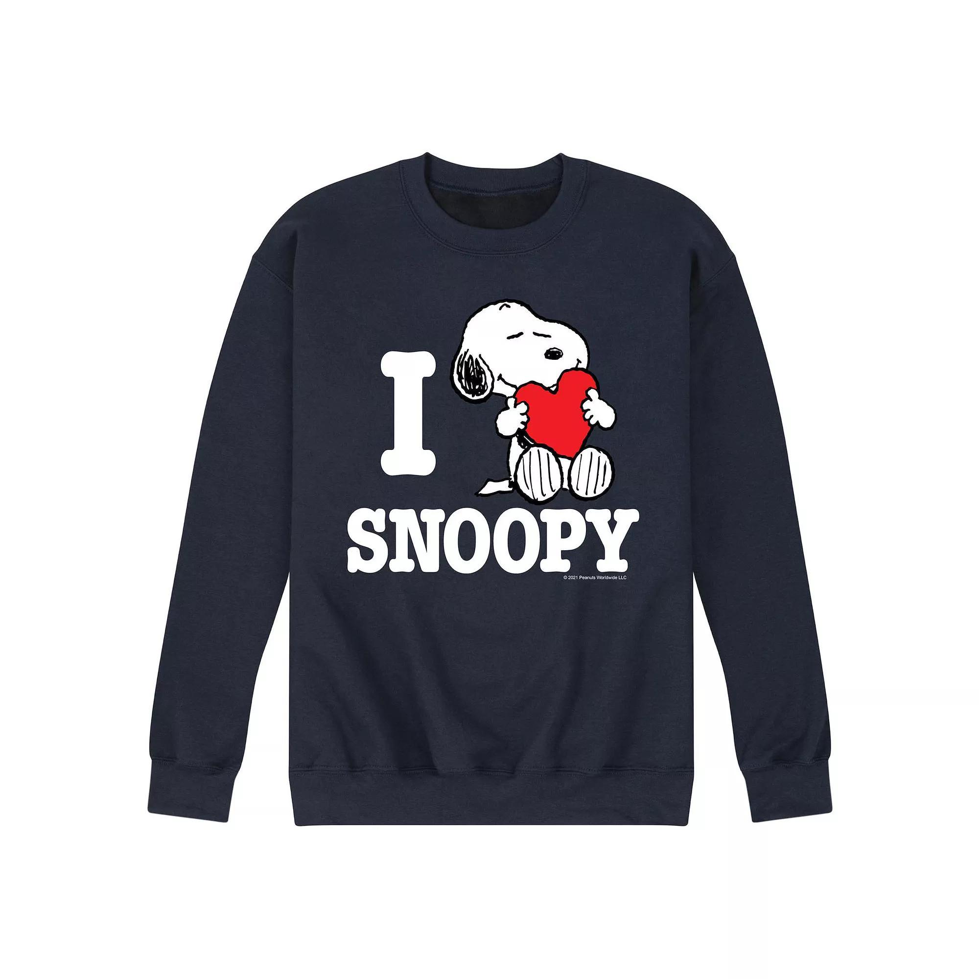 Men's Peanuts I Love Snoopy Sweatshirt, Size: XL, Black Product Image