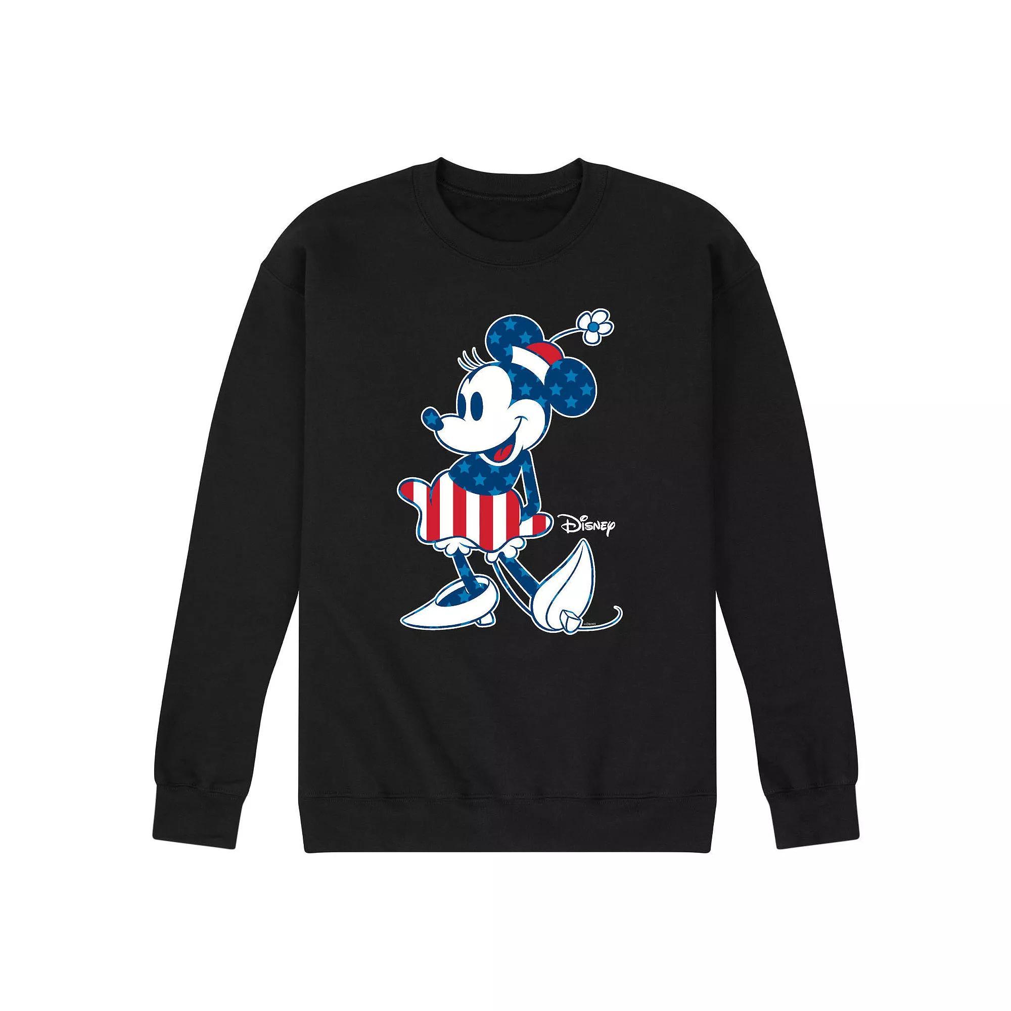 Disney's Minnie Mouse Men's Flag Fleece Sweatshirt, Size: Medium, Black Product Image