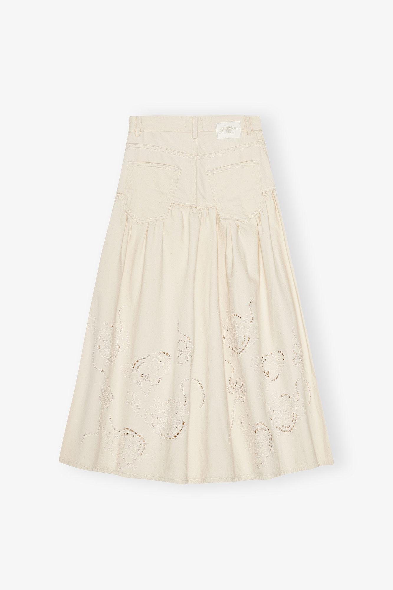Broderie Anglaise Denim Skirt Product Image