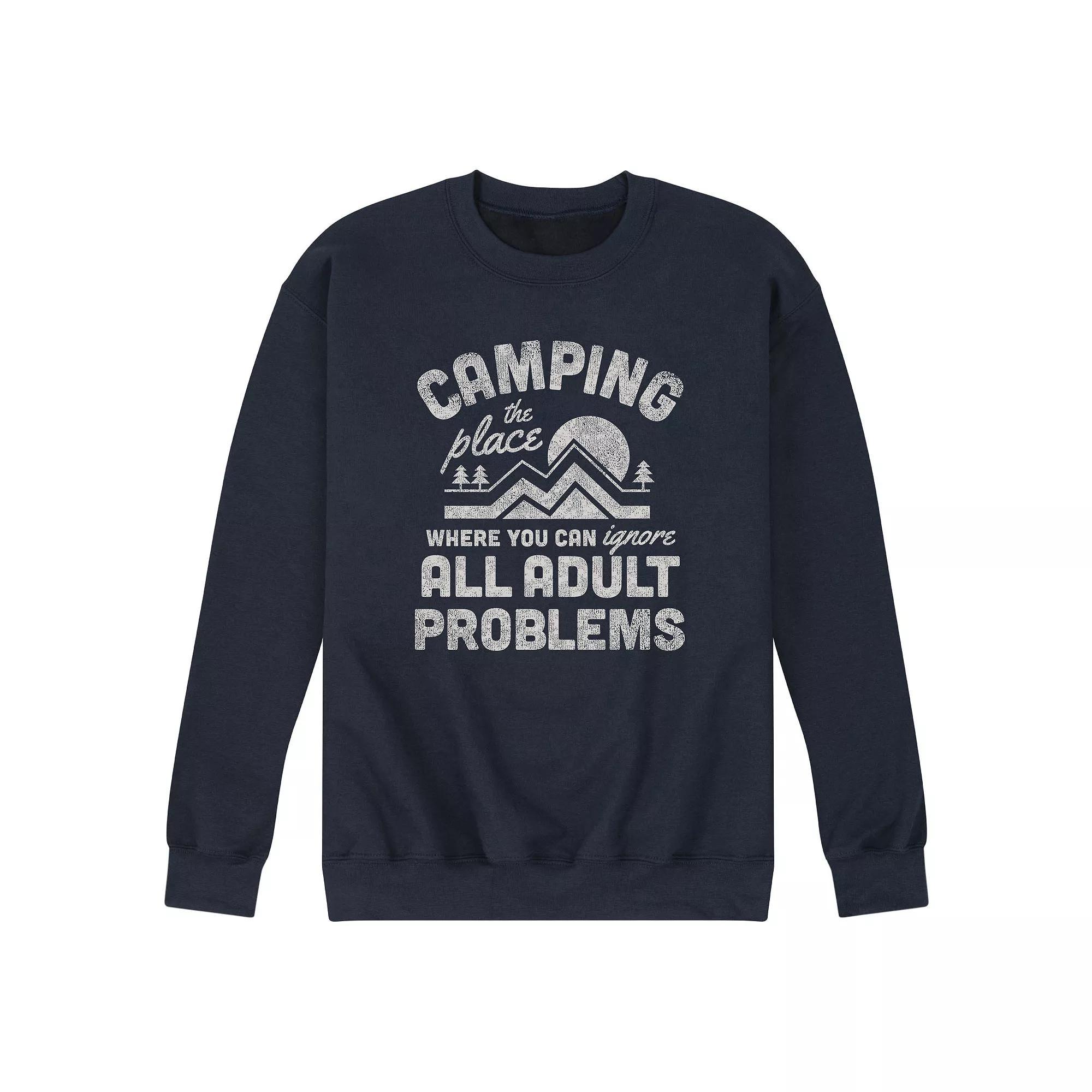 Men's Camping Adult Problems Graphic Fleece Sweatshirt,  Product Image