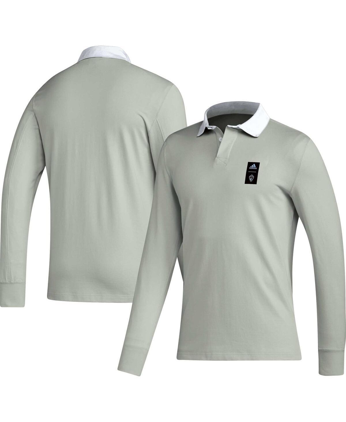 Mens adidas 2023 Player Gray Orlando City SC Travel Long Sleeve Polo Product Image