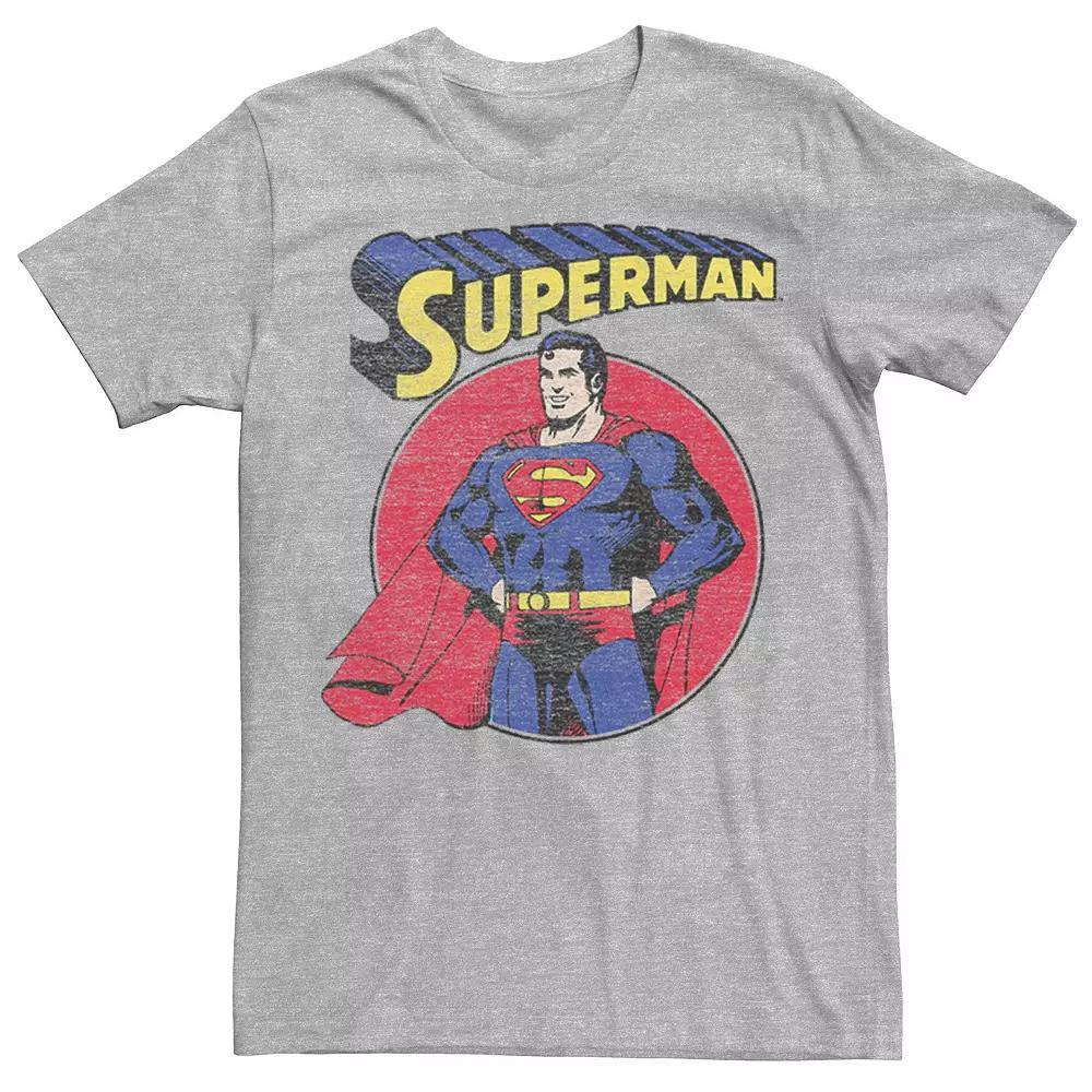 Men's DC Comics Superman Classic Circle Retro Logo Tee, Size: 3XL, Athletic Grey Product Image