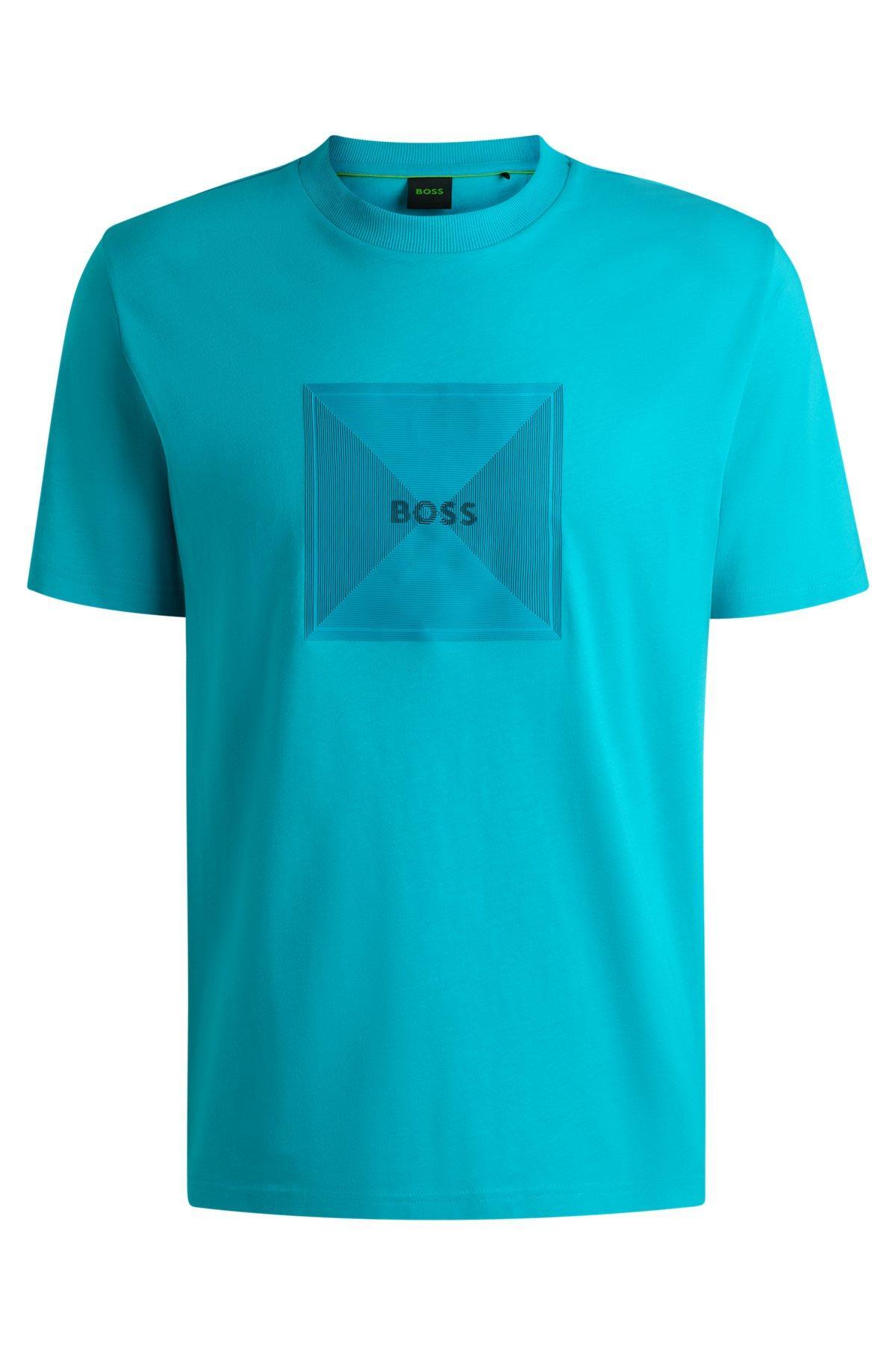 Cotton-jersey T-shirt with fineline logo artwork Product Image