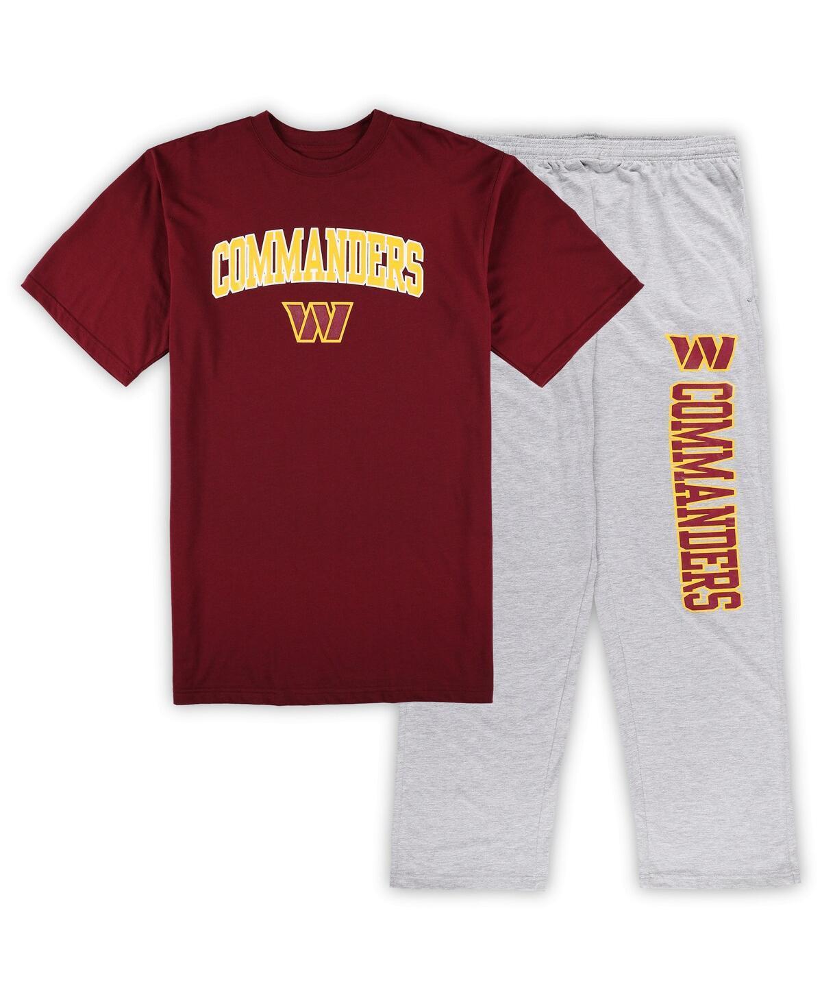 Mens Concepts Sport Burgundy/Heather Gray Washington Commanders Big & Tall T-Shirt & Pajama Pants Sleep Set Product Image