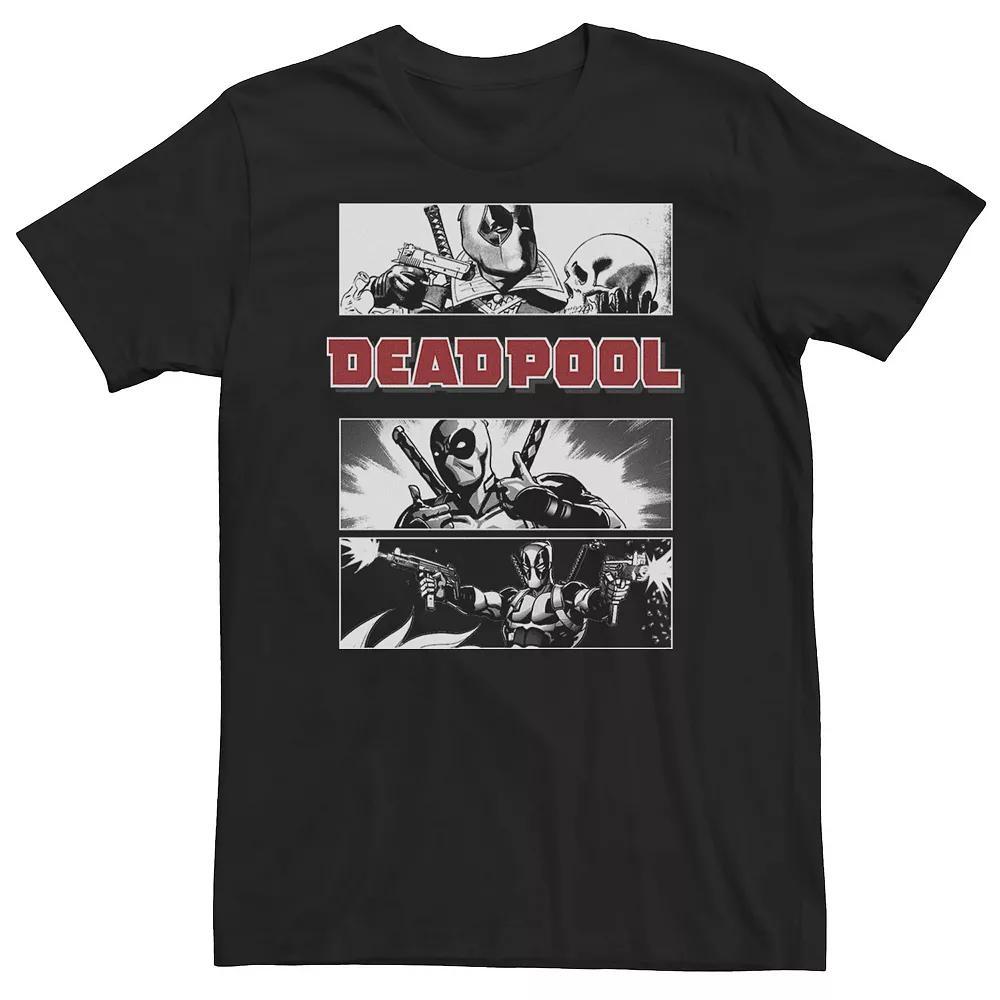 Big & Tall Marvel Deadpool Title Logo Comic Panels Tee, Men's, Size: XXL Tall, Black Product Image