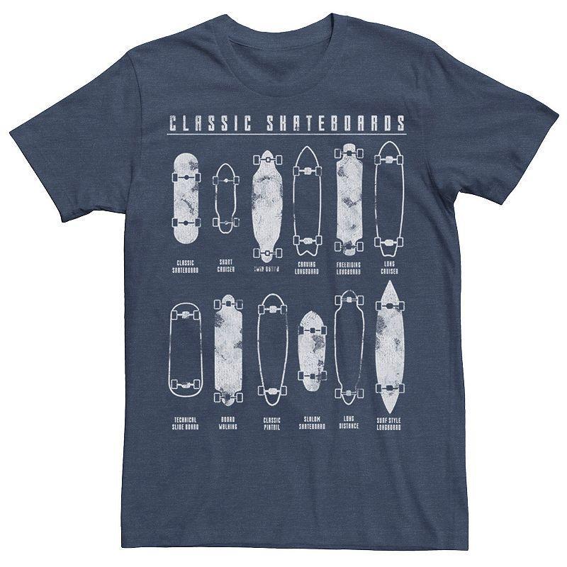 Mens Classic Skateboards Lineup Sketch Tee Navy Grey Product Image