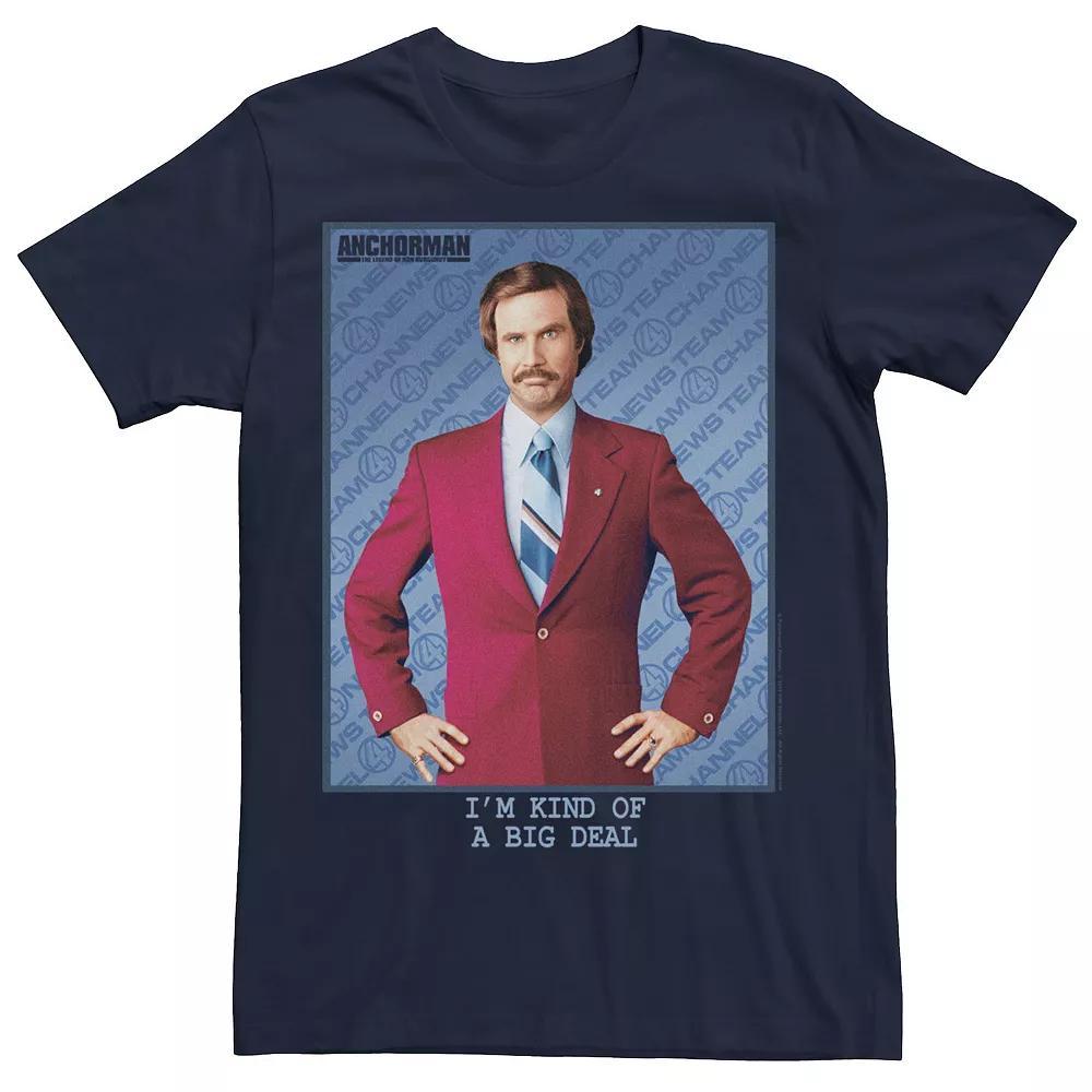 Mens Anchorman Ron Burgundy Im Kind Of A Big Deal Portrait Tee Blue Product Image