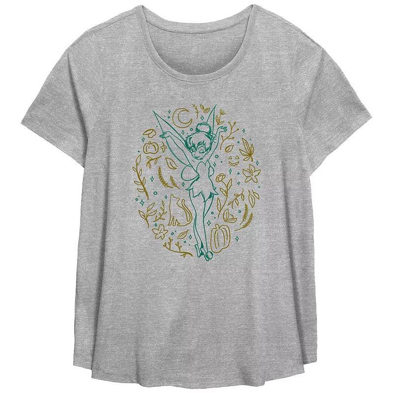 Disney's Tinker Bell Fall Icons Plus Size Flowy Graphic Tee, Women's, Size: 0X, Grey Gray Product Image