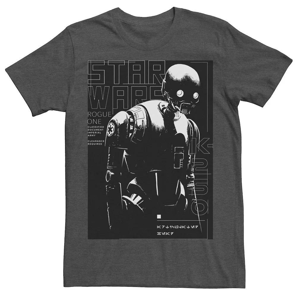 Men's Star Wars Rogue One K-2SO Grey Scale Poster Tee, Size: Large, Grey Heather Product Image