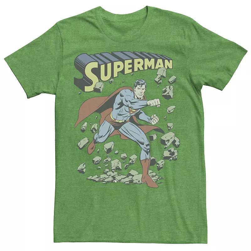 Men's DC Comics Superman With Rocks Vintage Poster Tee, Size: Large, Red Grey Product Image