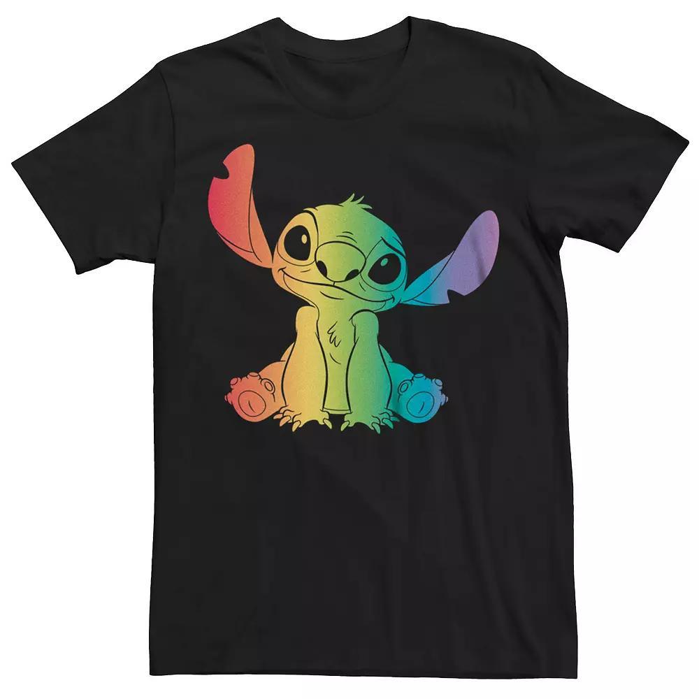 Disney's Lilo & Stitch Men's Rainbow Filled Silhouette Graphic Tee, Size: Large, Black Product Image