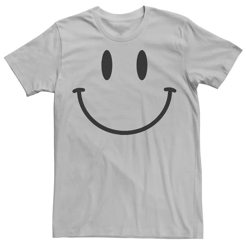 Men's Smiley Face Line Art Graphic Tee, Size: 3XL, Silver Product Image