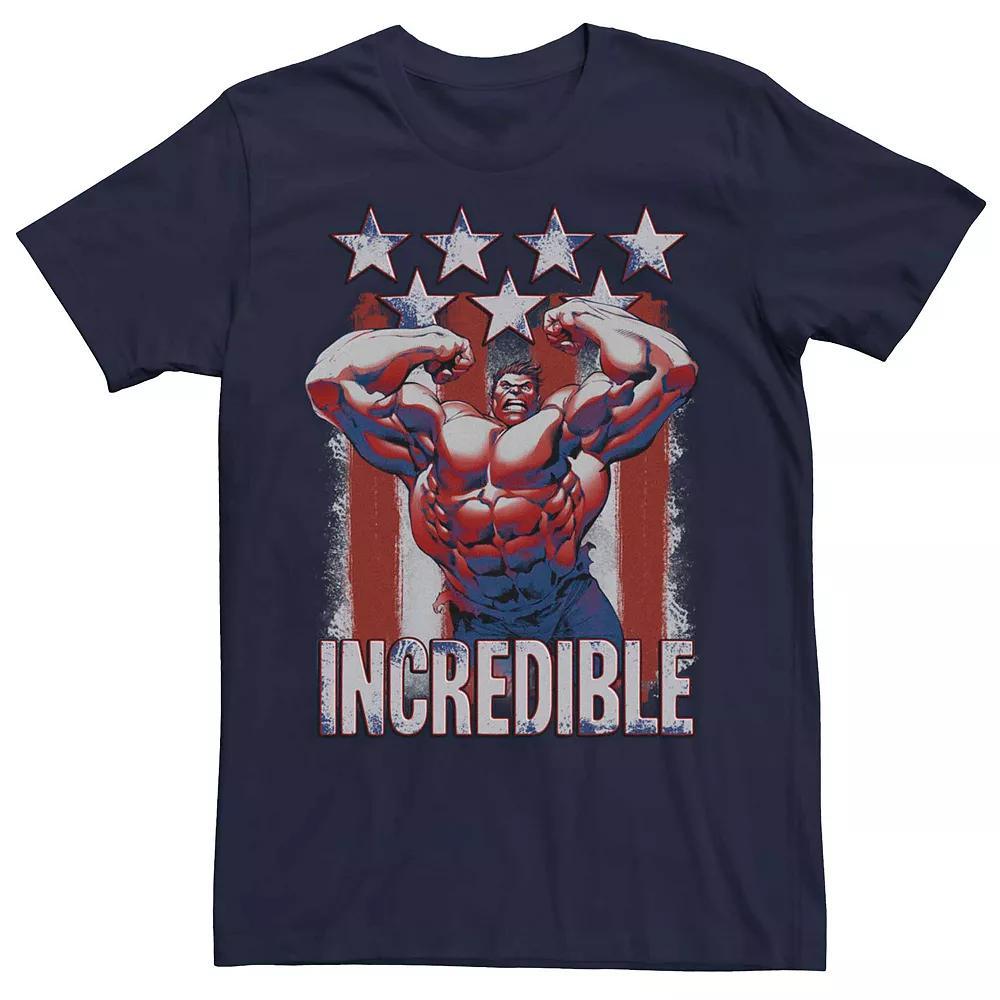 Mens Marvel Hulk American Flag Poster Tee Blue Product Image