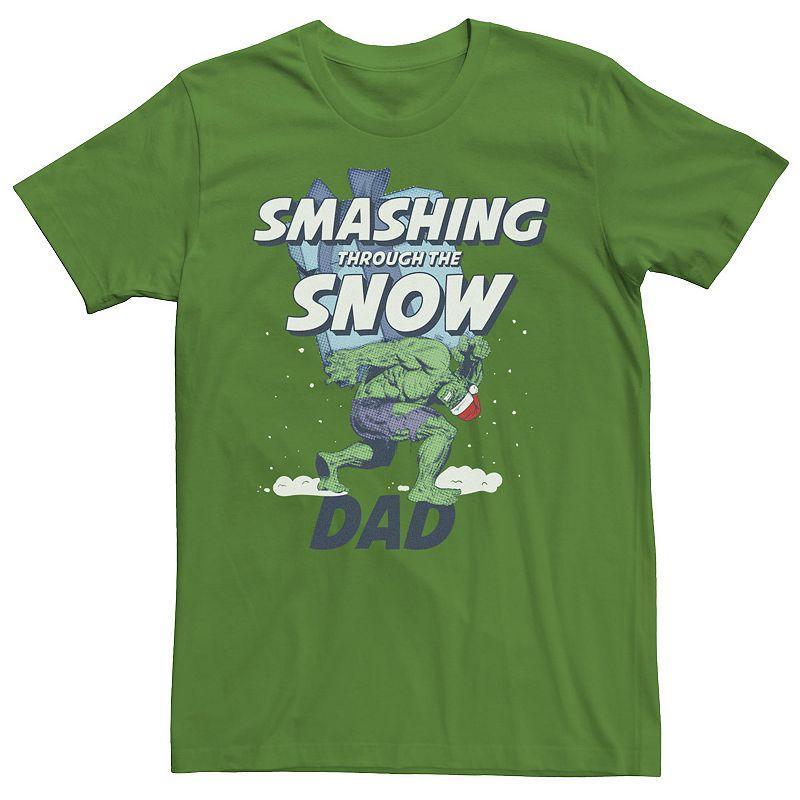 Men's Marvel Hulk Smashing Through The Snow Dad Tee, Size: XL, Kelly Product Image