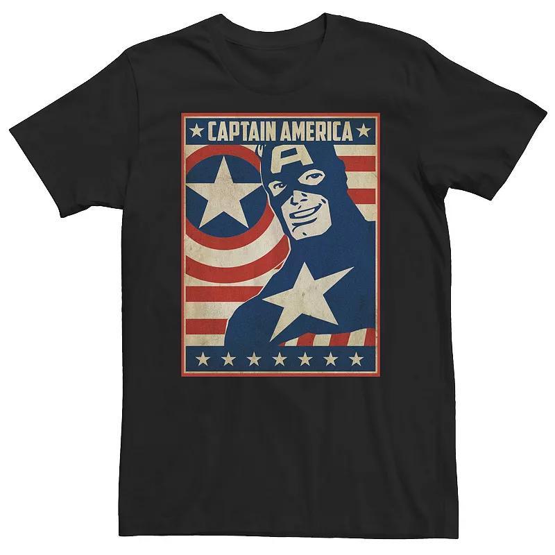 Big & Tall Marvel Captain America Avengers Poster Tee, Men's, Size: XXL Tall, Black Product Image