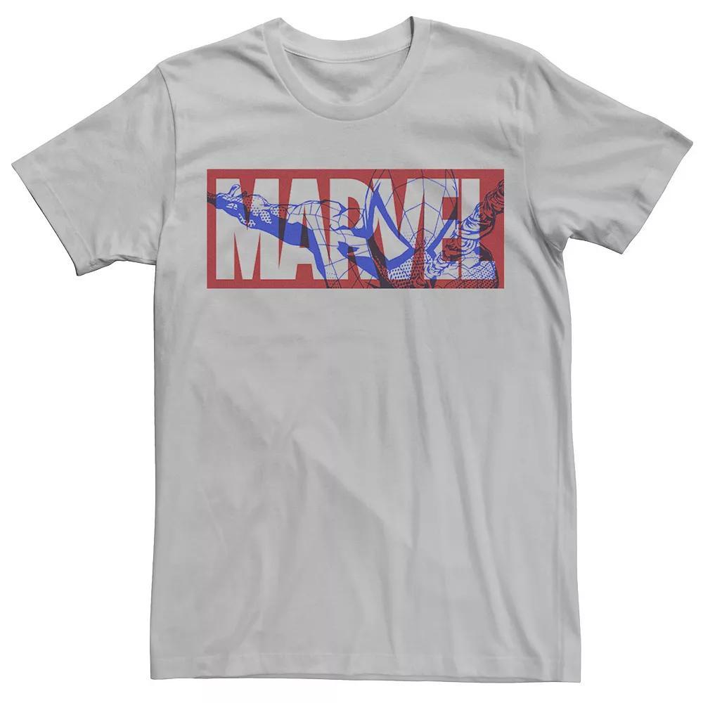 Men's Marvel Spider-Man Large Classic Movie Logo Graphic Tee, Size: Medium, Light Blue Product Image