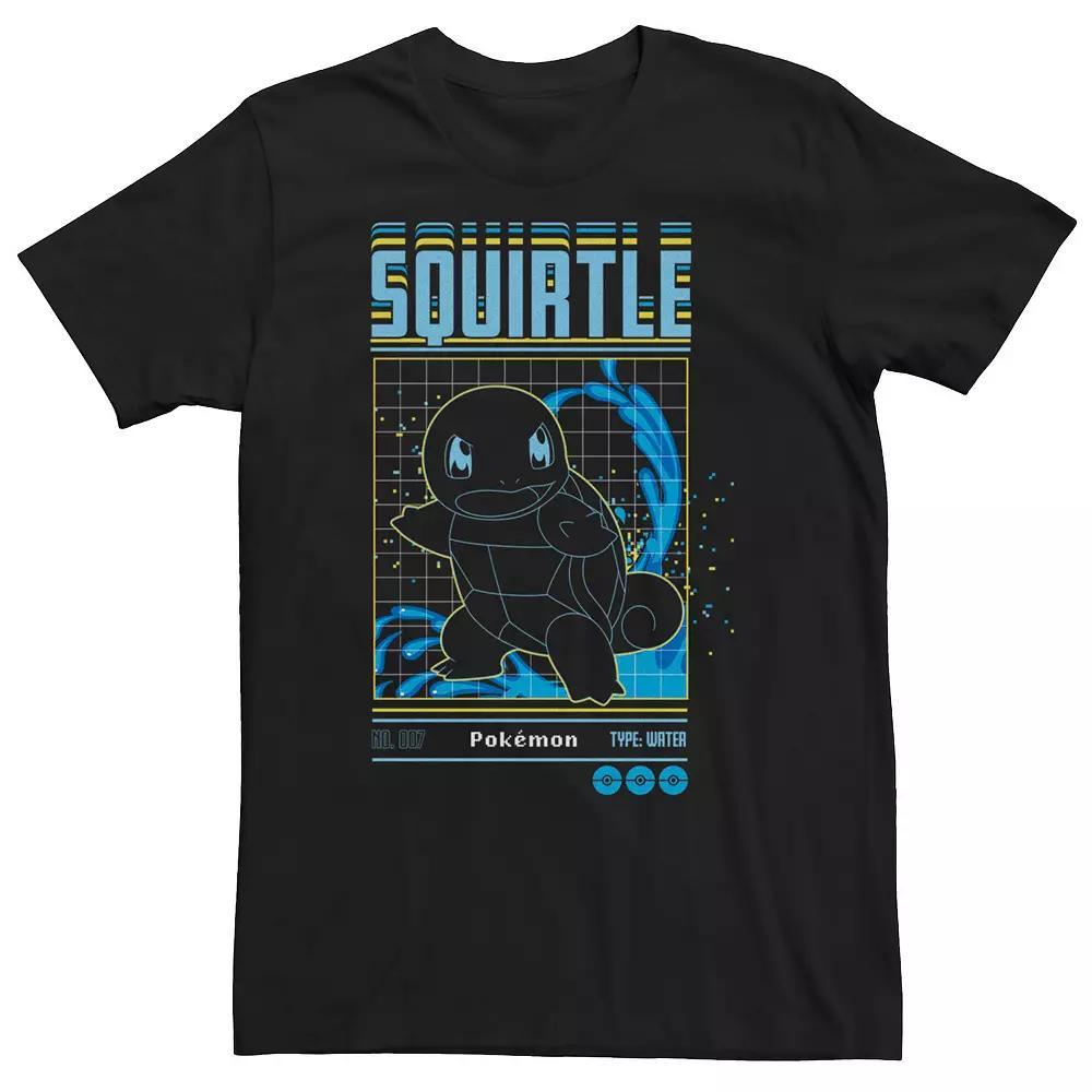 Big & Tall Pokemon Squirtle Blueprint Grid Graphic Tee, Men's, Size: XL Tall, Black Product Image