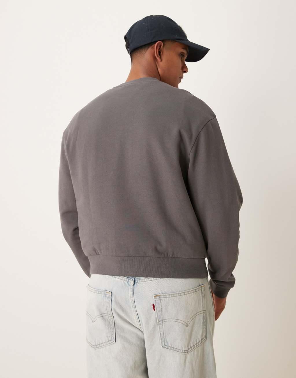 ASOS DESIGN essential boxy oversized sweatshirt in charcoal Product Image