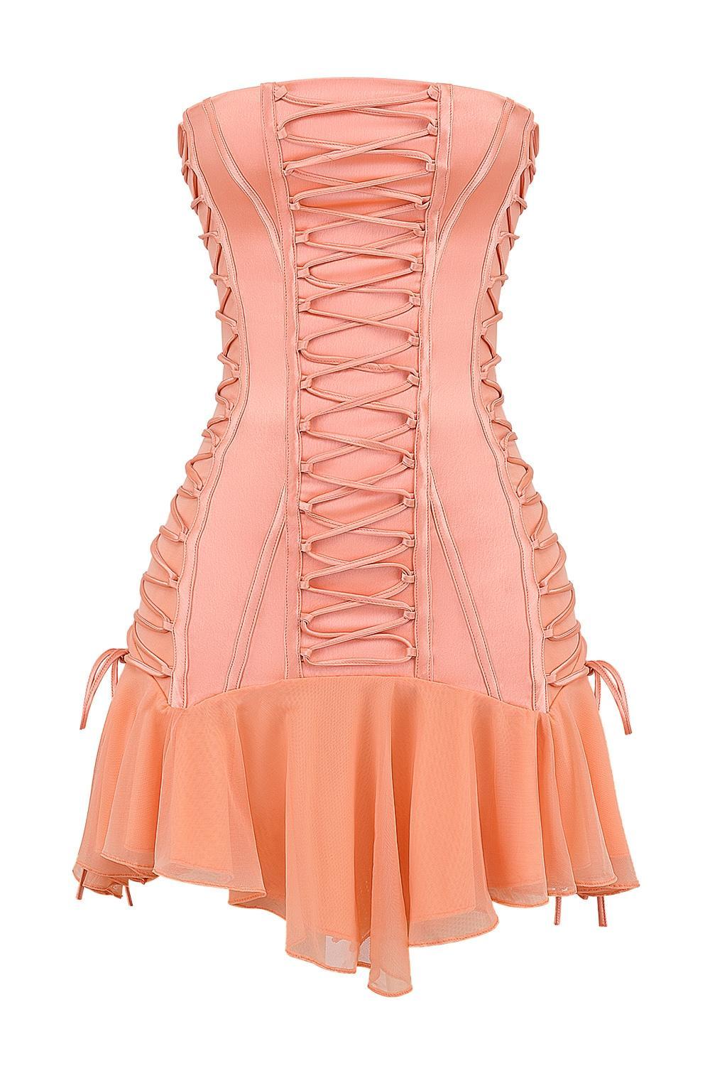 Sirena  sorbet satin strapless mini dress Product Image