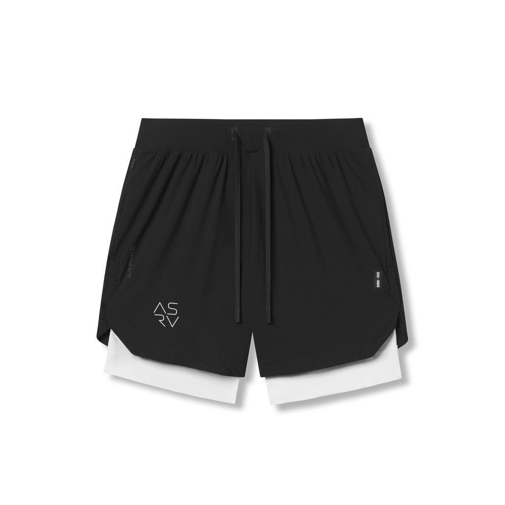 0866. Tetra-Lite® 7" Liner Short - Black "Cyber"/White Male Product Image