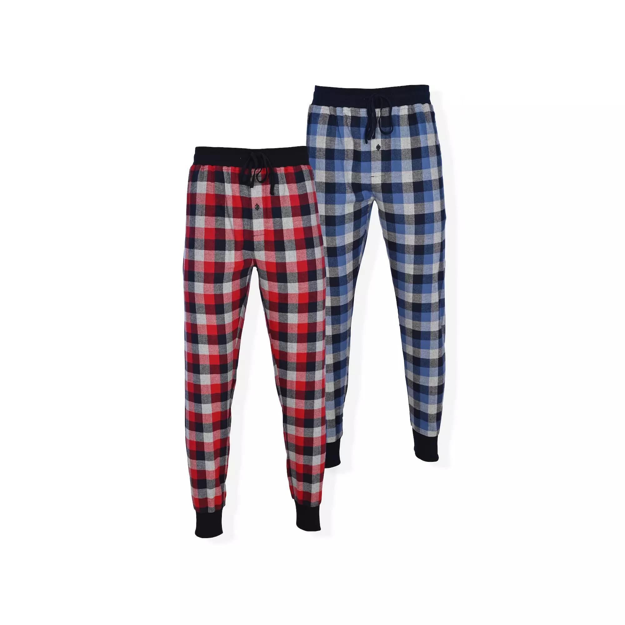 Men's Hanes 2-pack Plaid Flannel Jogger Pajama Pants, Size: XL, Red Product Image