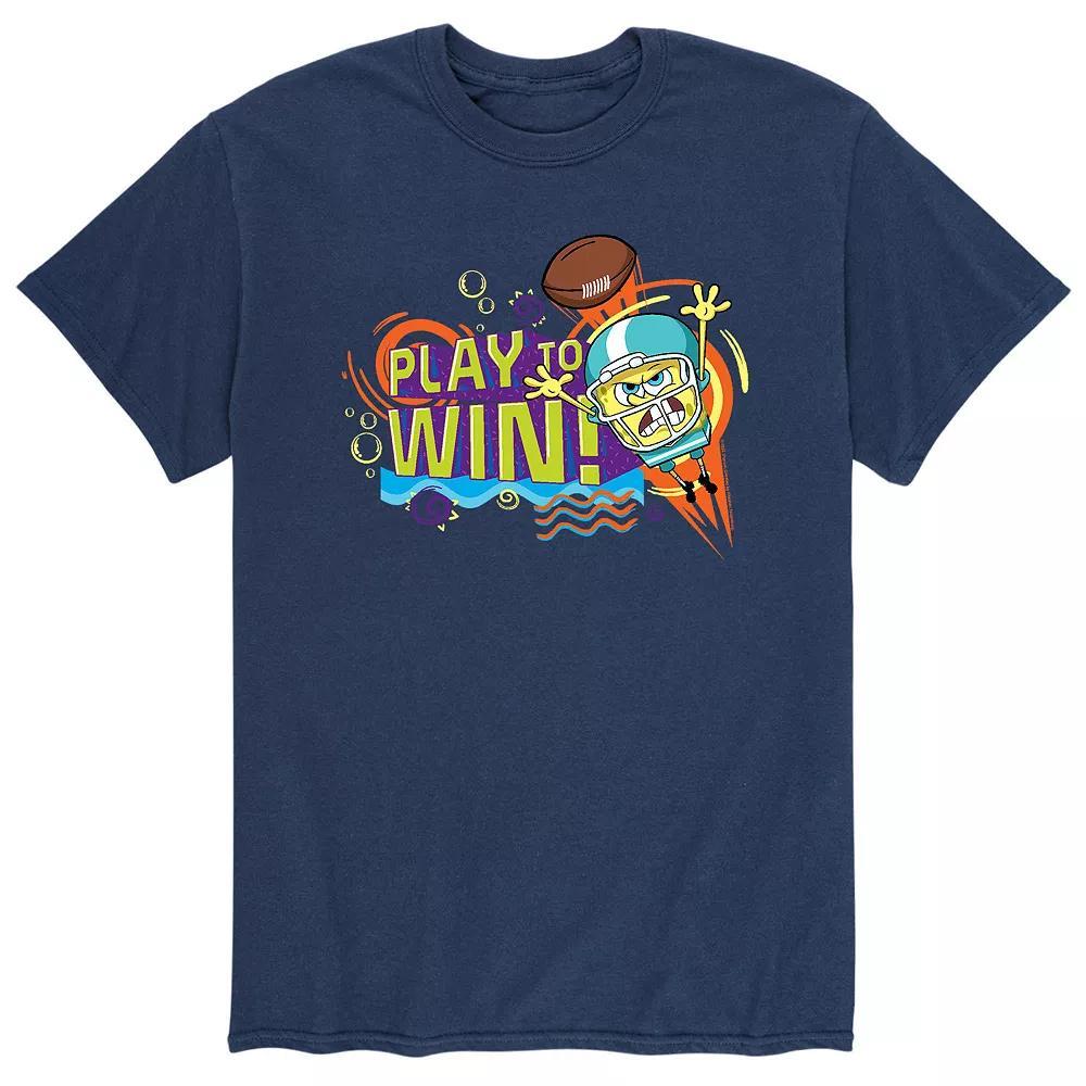 Men's SpongeBob SquarePants Play Win Tee, Size: Small, Blue Product Image