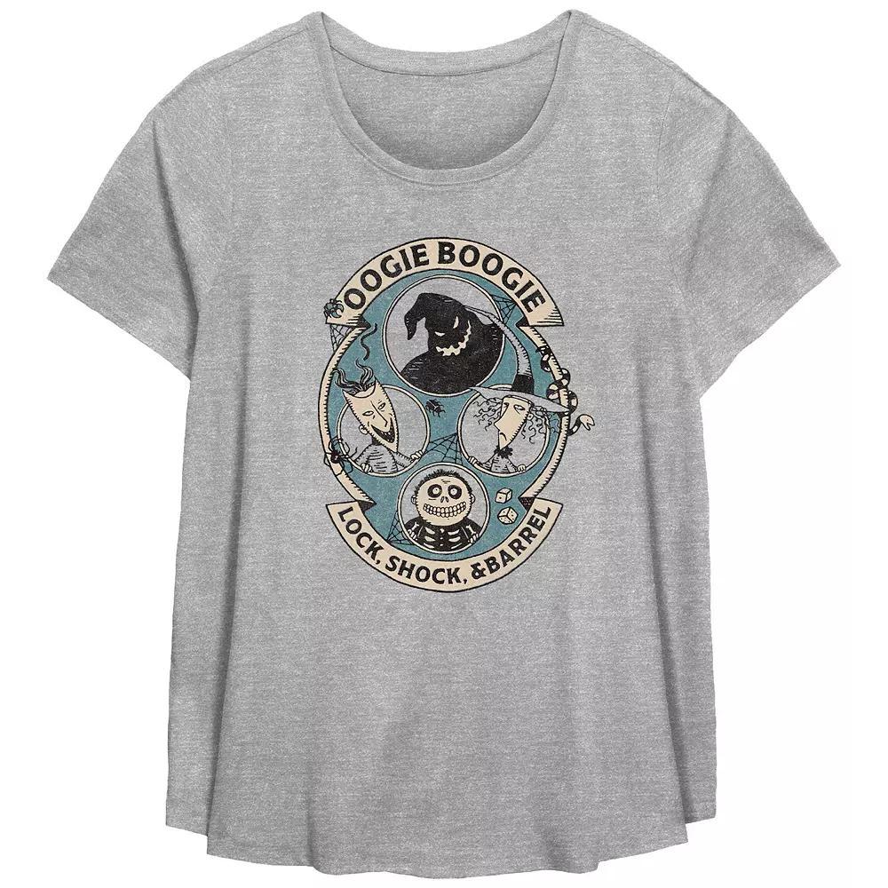 Disney's The Nightmare Before Christmas Oogie Boogie Lock, Shock, & Barrel Plus Size Flowy Graphic Tee, Women's, Size: 0X, Grey Gray Product Image