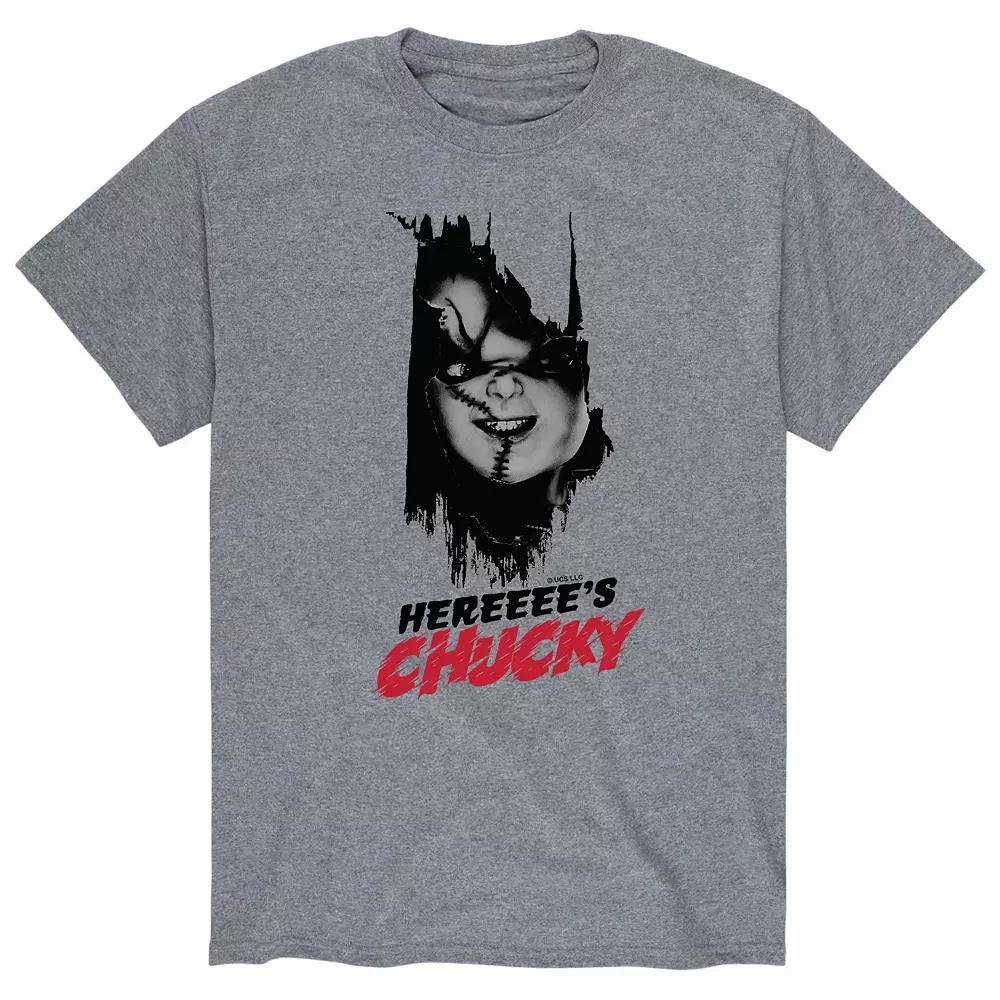 Men's Chucky Here's Chucky Tee, Size: XL, Gray Product Image