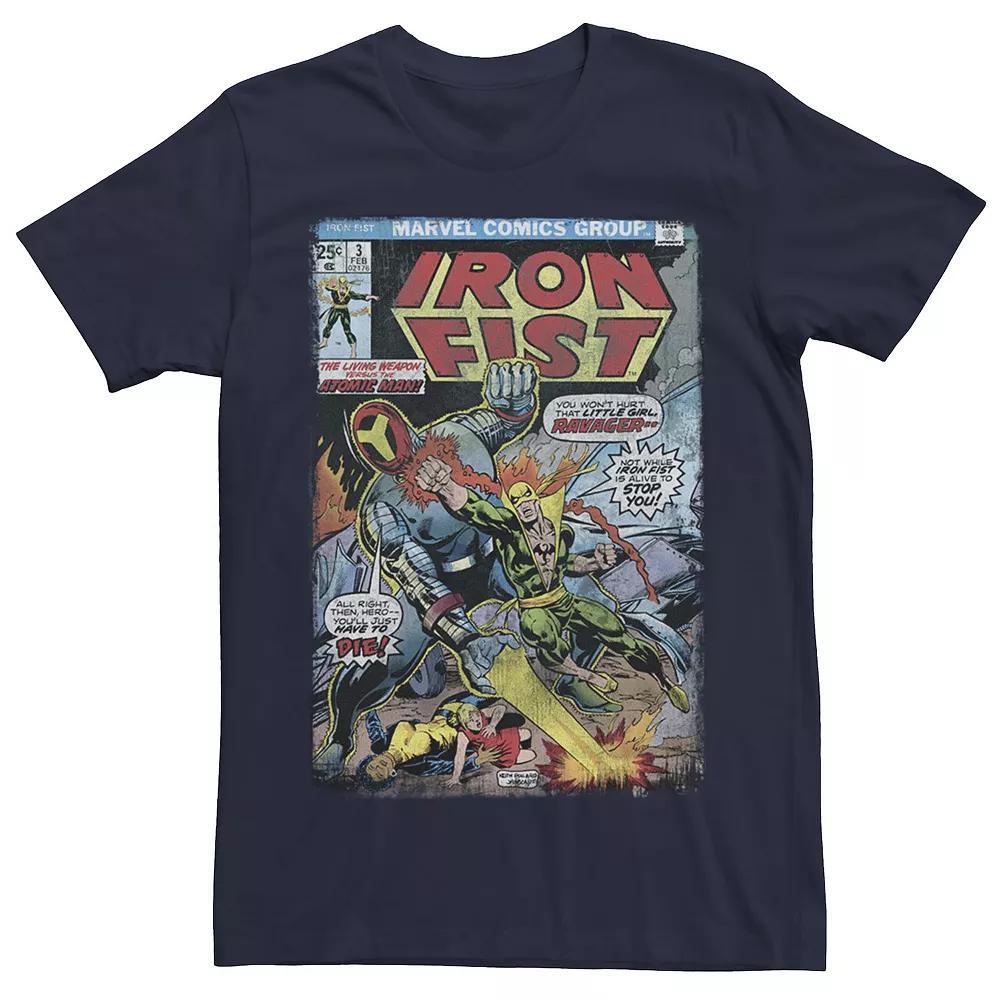 Men's Marvel Iron Fist vs Atomic Man Comic Tee, Size: XL, Blue Product Image