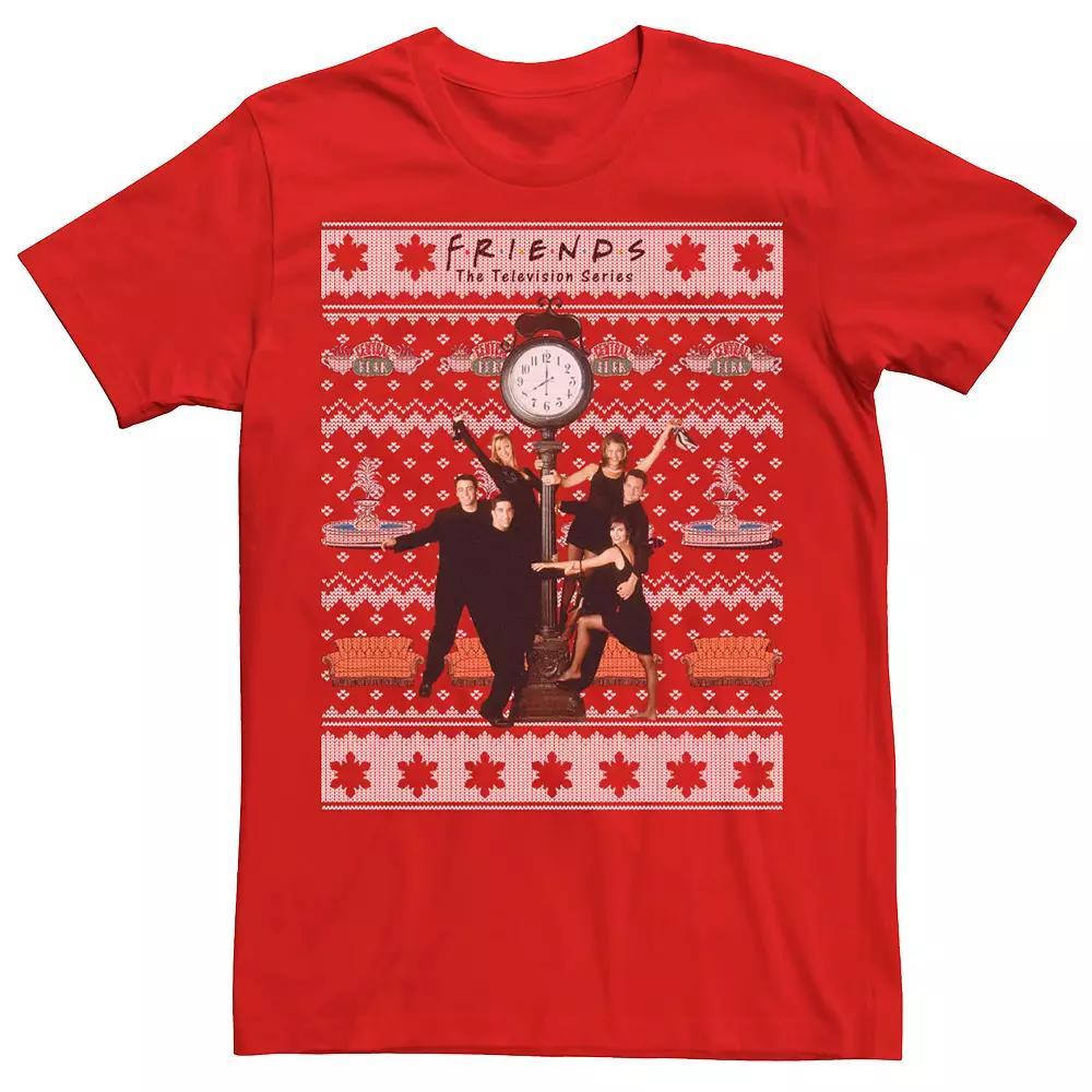 Men's Friends Around The Clock Holiday Pattern Tee, Size: 3XL, Red Product Image