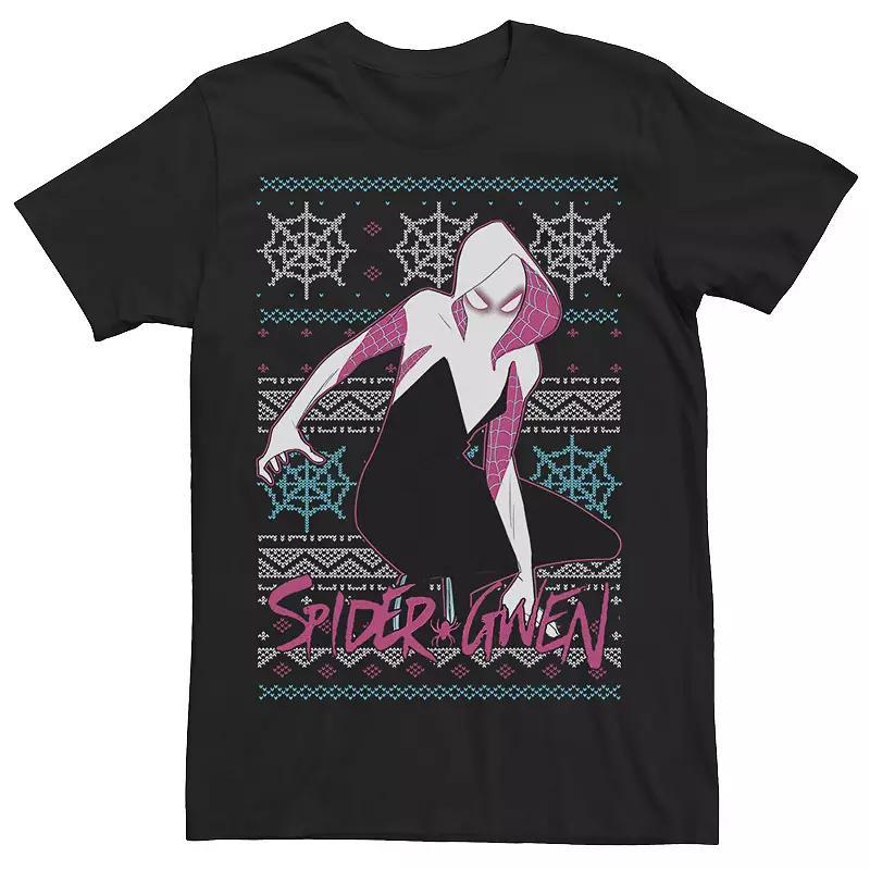 Big & Tall Marvel Spider Gwen Ugly Christmas Tee, Men's, Size: XL Tall, Black Product Image