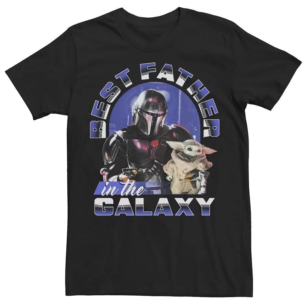 Men's Star Wars The Mandalorian "Best Father In The Galaxy" Retro Portrait Tee, Size: Large, Black Product Image