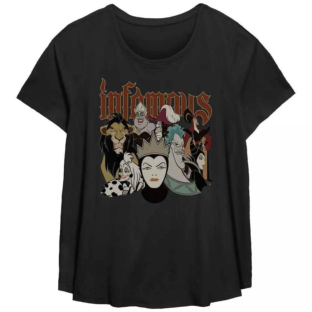 Disney Villains Infamous Characters Plus Size Flowy Graphic Tee, Women's, Size: 0X, Black Product Image