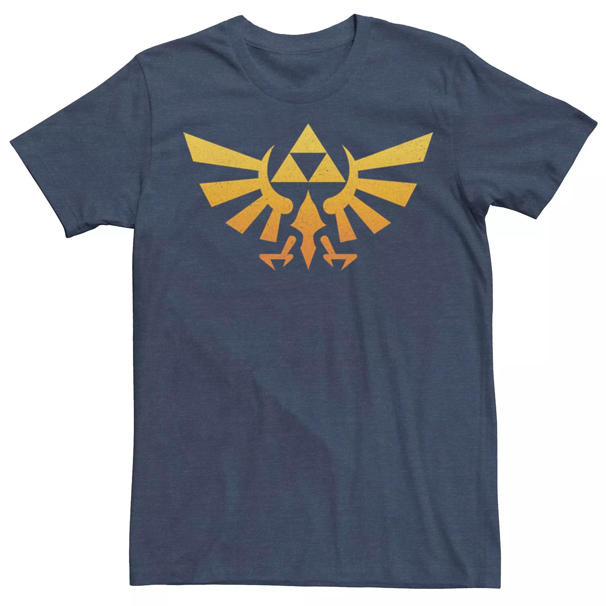 Men's Nintendo Legend Of Zelda Triforce Gradient Short Sleeve Tee, Size: XXL, Navy Grey Product Image