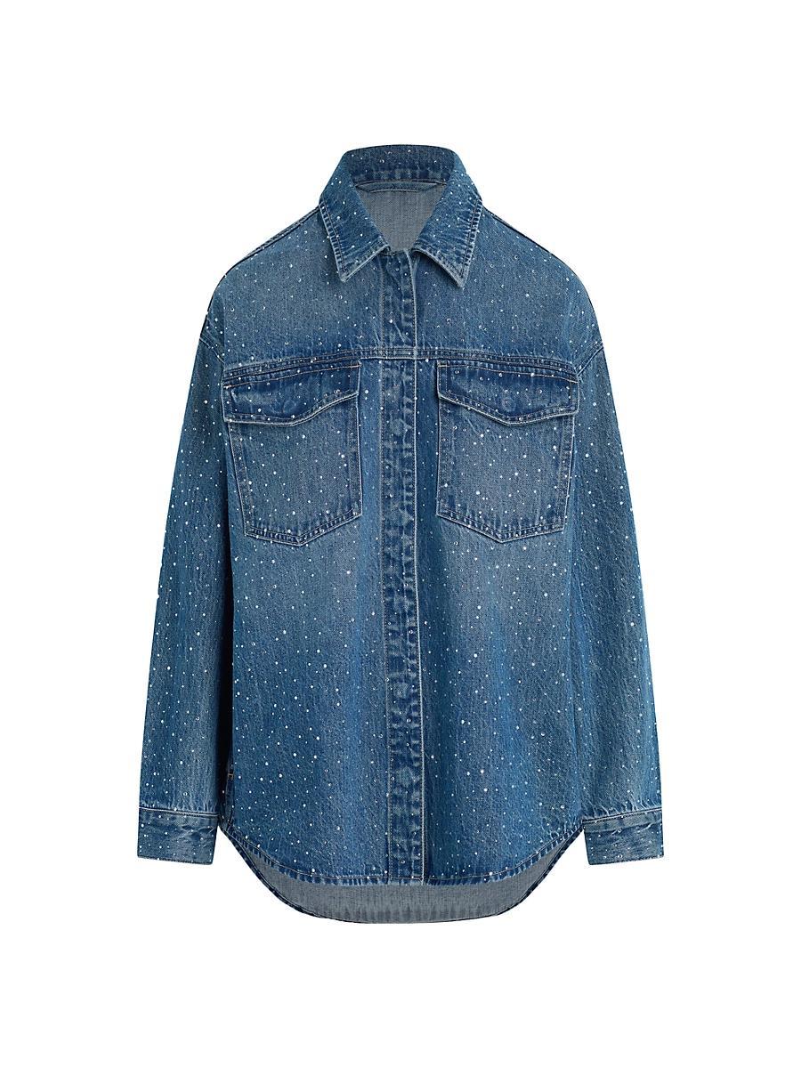 Womens Katrina Crystal-Embellished Denim Shirt Jacket Product Image