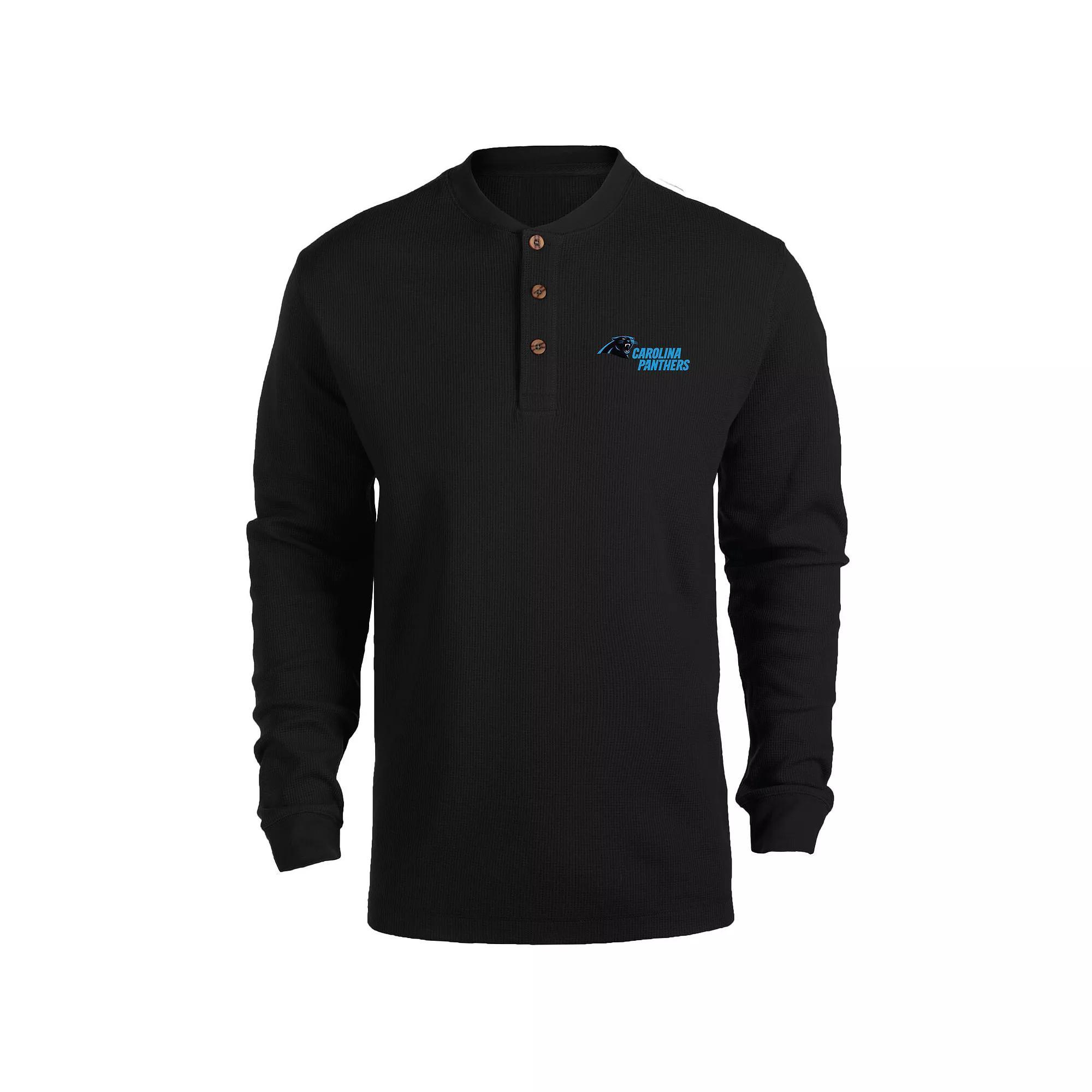 Men's Dunbrooke Black Carolina Panthers Logo Maverick Thermal Henley Long Sleeve T-Shirt,  Product Image