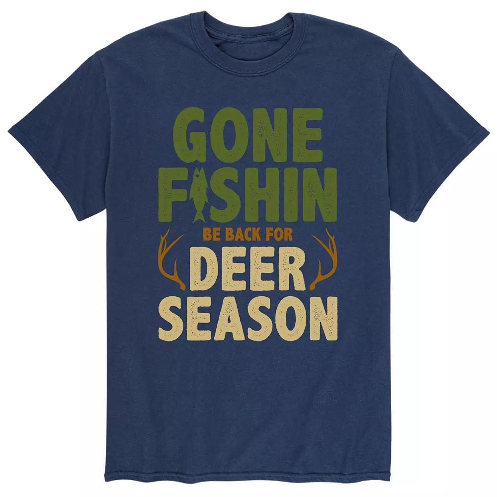 Men's "Gone Fishin Be Back For Deer Season" Tee, Size: XL, Blue Product Image