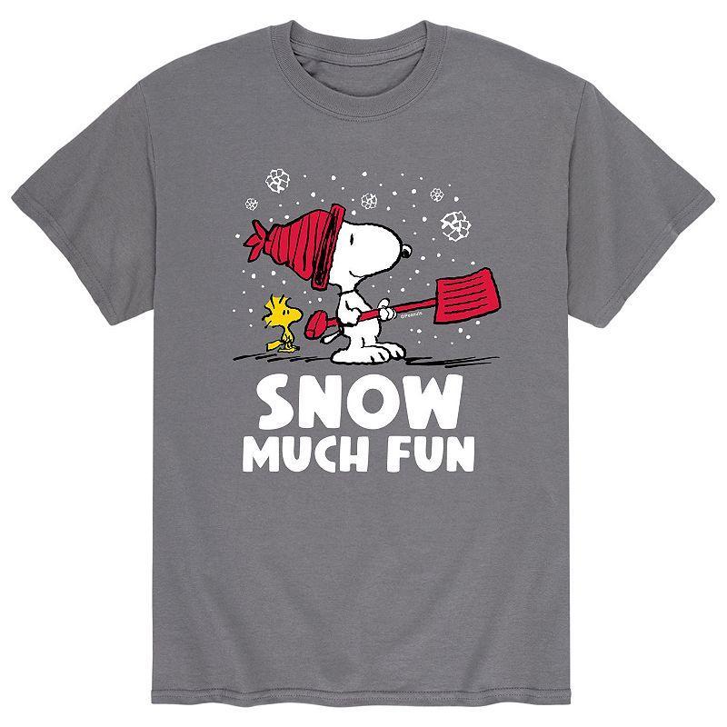 Mens Peanuts Snoopy Snow Much Fun Tee Grey Product Image