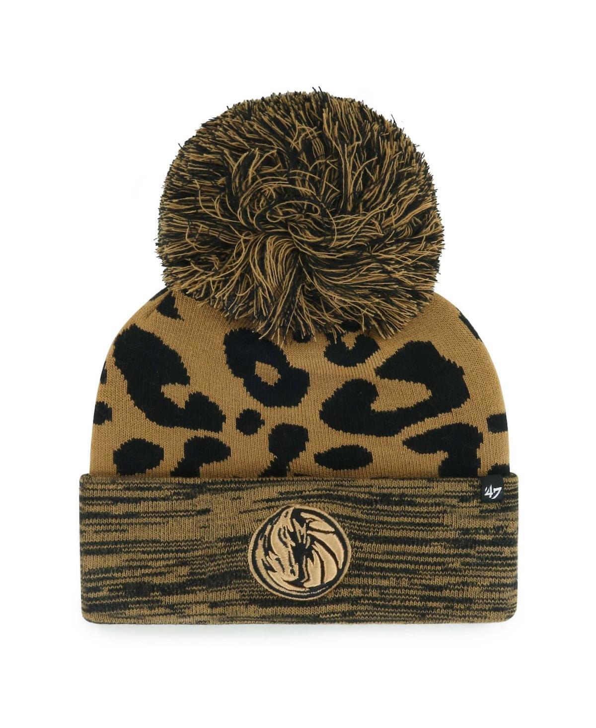 Womens 47 Leopard Dallas Mavericks Rosette Cuffed Knit Hat with Pom Product Image