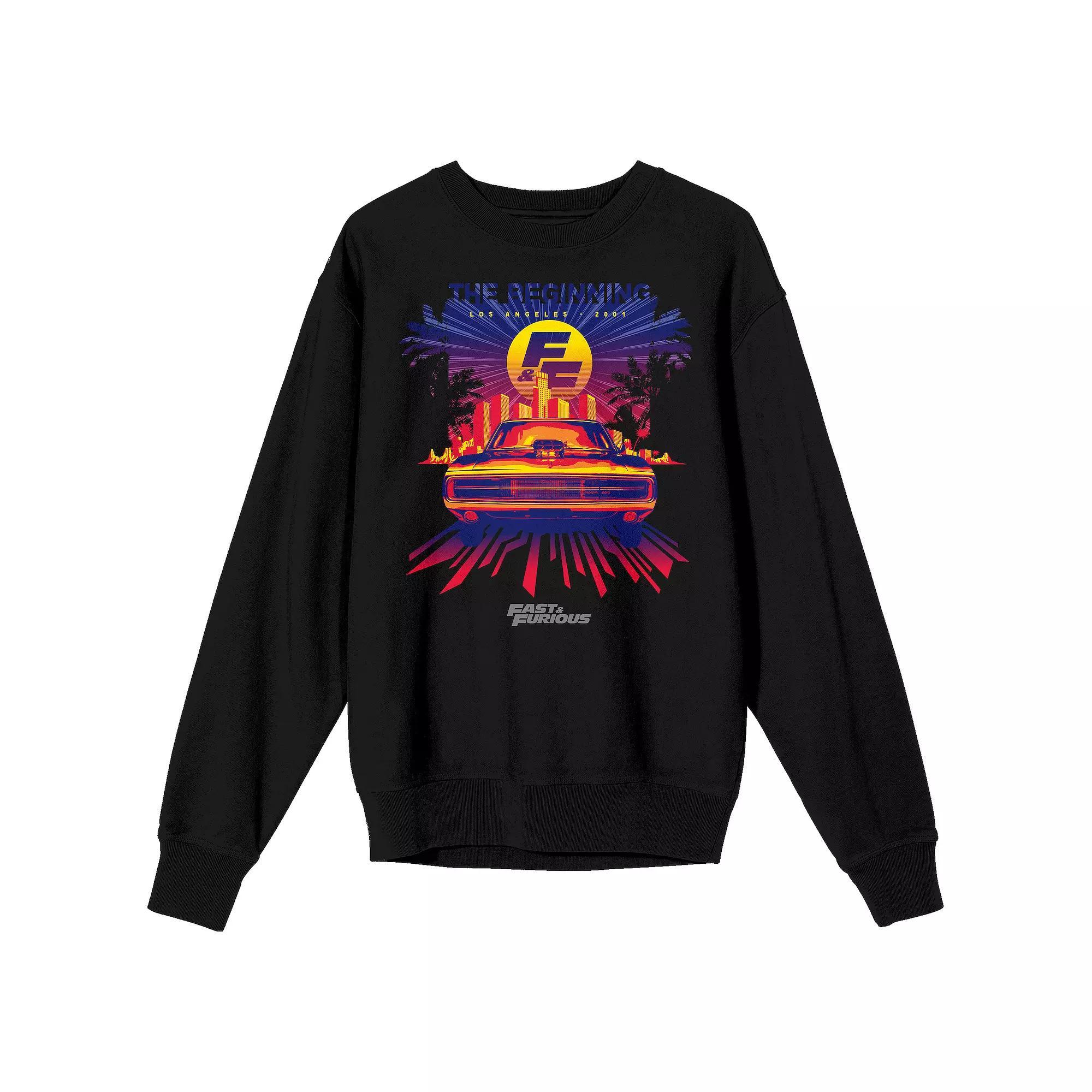 Men's Fast & Furious Los Angeles 2001 Sweatshirt, Size: Small, Black Product Image