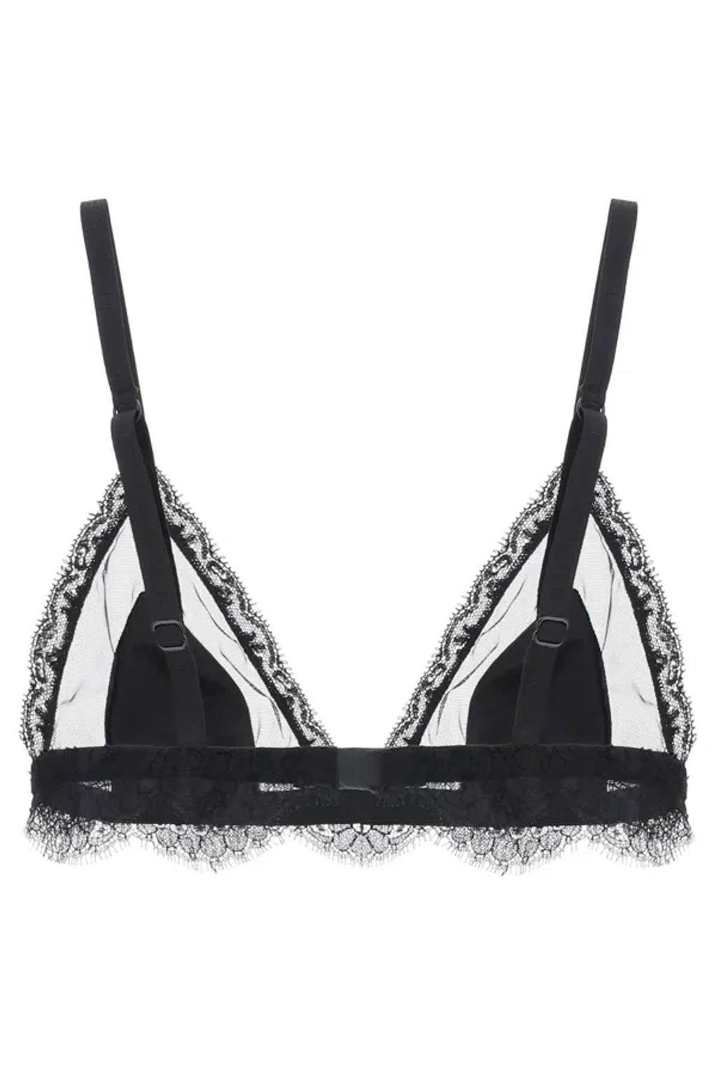 DOLCE & GABBANA Triangle Satin And Lace Bra In Black Product Image