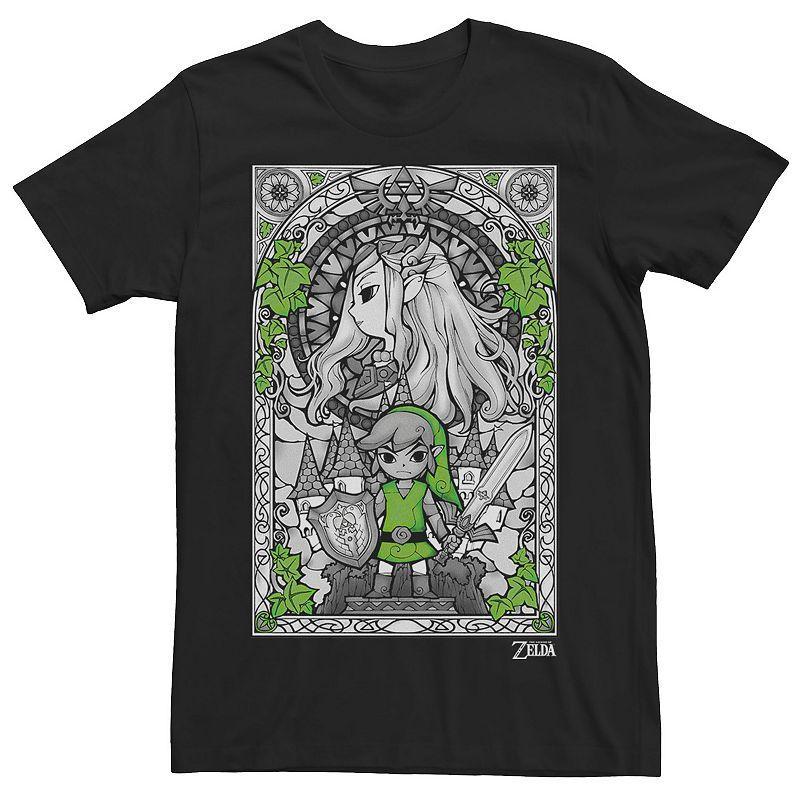 Men's Nintendo Zelda Link Nouveau Stained Glass Tee, Size: XXL, Black Product Image