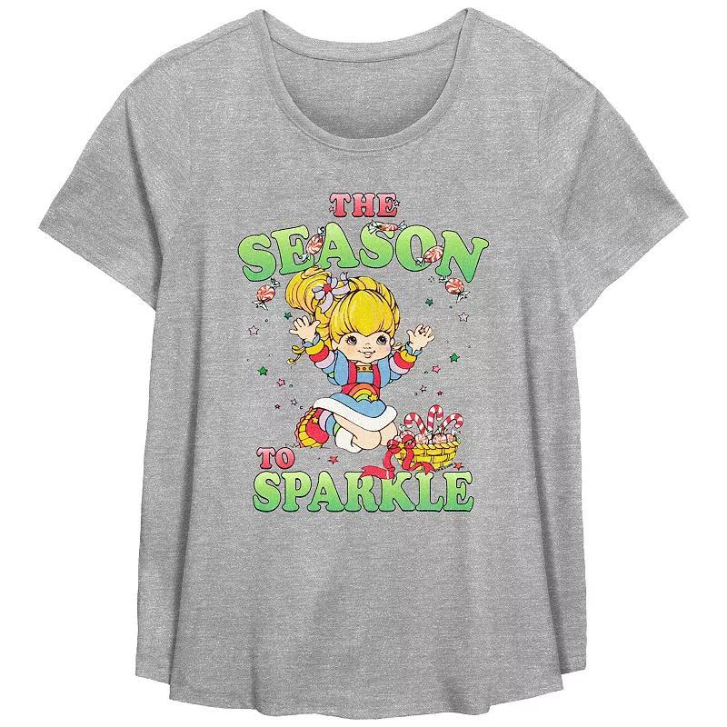 Plus Size Rainbow Brite The Season To Sparkle Flowy Graphic Tee, Women's, Size: 5XL, Grey Gray Product Image