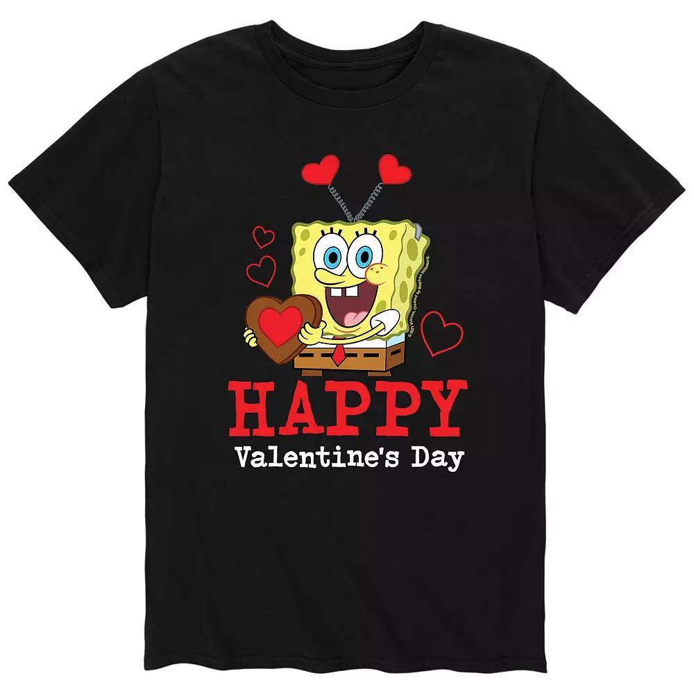 Men's SpongeBob Happy Valentine's Day Tee, Size: XL, Black Product Image